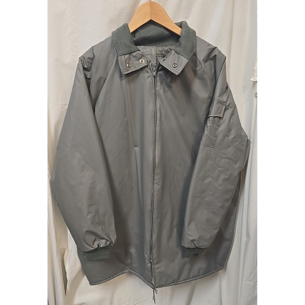 Rare Haband Men's Grey Rain Quilted Jacket Overcoat XXL Vtg Gorpcore Minimalist